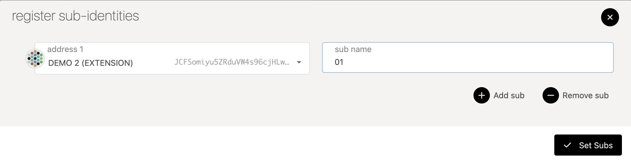 Set sub-identity in BitzalJS